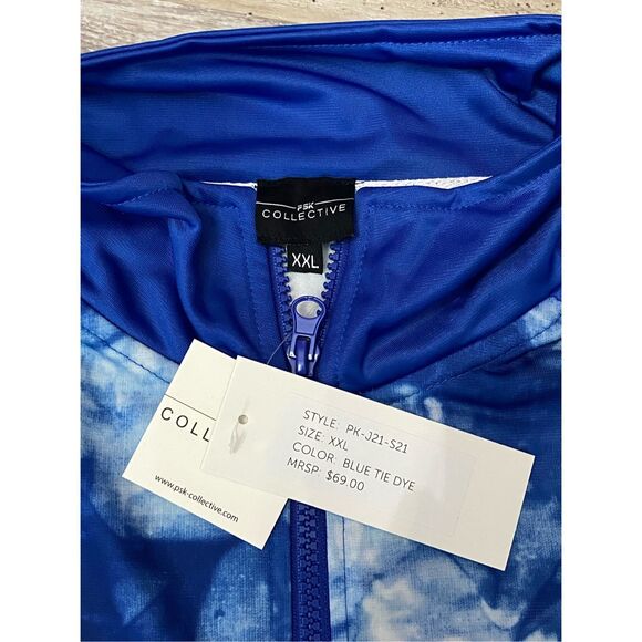 PSK Collective Tie Dye Track Jacket Pullover Quarter Zip Blue Women’s Size XXL - Picture 3 of 6